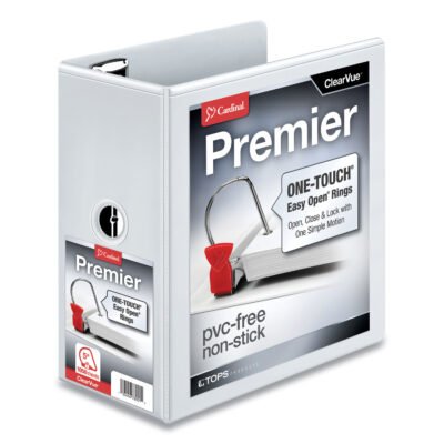 Premier Easy Open ClearVue Locking Slant-D Ring Binder, 3 Rings, 5″ Capacity, 11 x 8.5, White