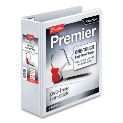 Premier Easy Open ClearVue Locking Slant-D Ring Binder, 3 Rings, 3″ Capacity, 11 x 8.5, White