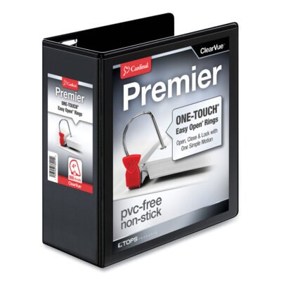 Premier Easy Open ClearVue Locking Slant-D Ring Binder, 3 Rings, 4″ Capacity, 11 x 8.5, Black