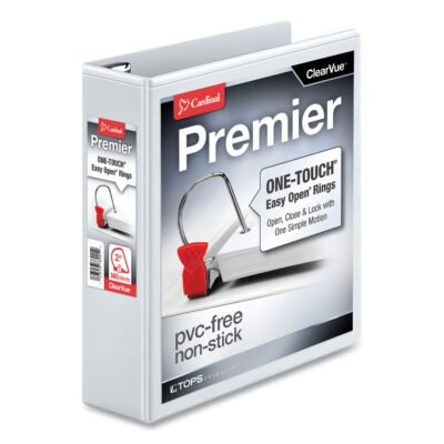Premier Easy Open ClearVue Locking Slant-D Ring Binder, 3 Rings, 2″ Capacity, 11 x 8.5, White