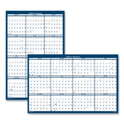 Recycled Yearly Reversible Wall Calendar Non-Laminated, 24 x 37, White/Blue Sheets, 12-Month (Jan to Dec): 2023