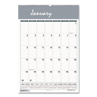 Bar Harbor Recycled Wirebound Monthly Wall Calendar, 8.5 x 11, White/Blue/Gray Sheets, 12-Month (Jan-Dec): 2023