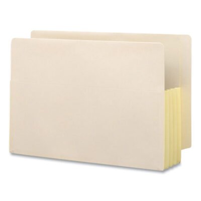 Manila End Tab File Pockets with Tyvek-Lined Gussets, 3.5″ Expansion, Legal Size, Manila, 10/Box