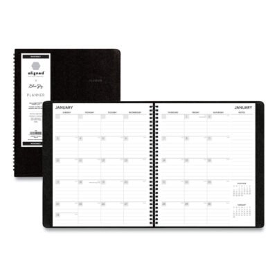 Aligned Monthly Planner with Built-In Pocket Page, 11 x 9, Black Cover, 12-Month (Jan to Dec): 2023