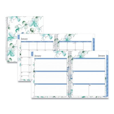Lindley Weekly/Monthly Planner, Lindley Floral Artwork, 11 x 8.5, White/Blue/Green Cover, 12-Month (Jan to Dec): 2023
