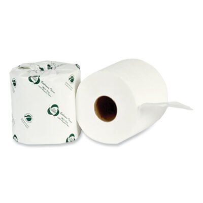 Recycled 2-Ply Standard Toilet Paper, Septic Safe, White, 4″ Wide, 500 Sheets/Roll, 80 Rolls/Carton