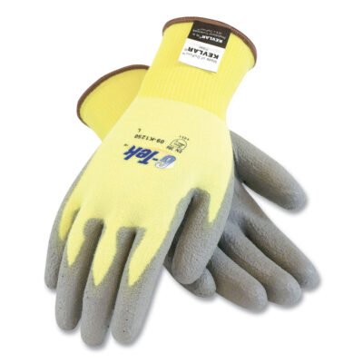 G-Tek KEV Cut-Resistant Seamless-Knit Gloves, X-Large (Size 10), Yellow/Gray, 12 Pairs