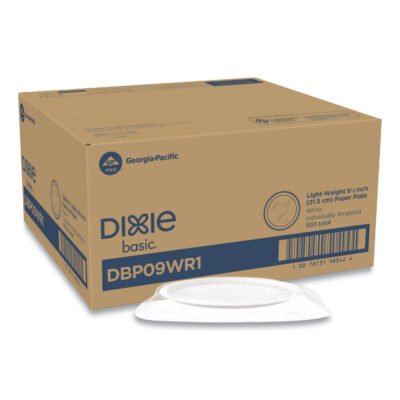 White Paper Plates, 8.5″ dia, Individually Wrapped, White, 500/Carton