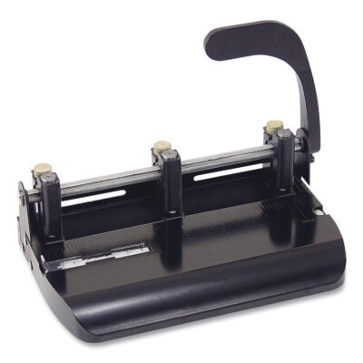 32-Sheet Heavy-Duty Two-Three-Hole Punch with Lever Handle, 9/32″ Holes, Black