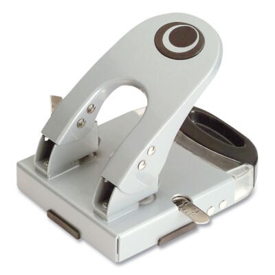 50-Sheet Deluxe Two-Hole Punch, 1/4″ Holes, Gray/Blue