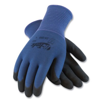 GP Nitrile-Coated Nylon Gloves, Medium, Blue/Black, 12 Pairs