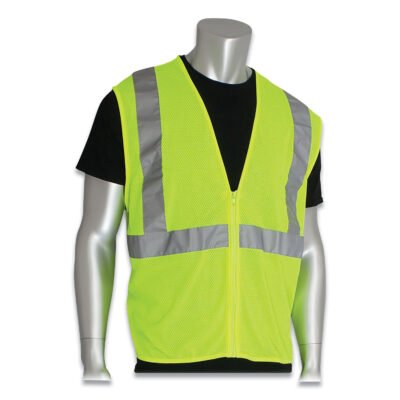 Zipper Safety Vest, Large, Hi-Viz Lime Yellow