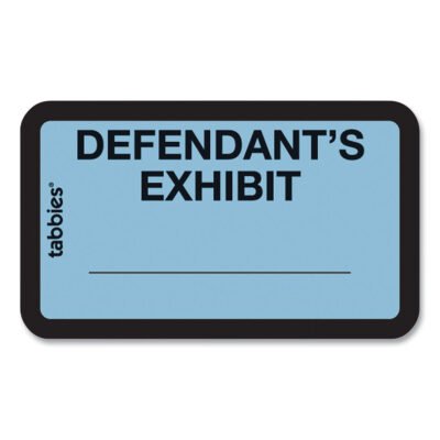 Legal Exhibit Labels, Defendant’s Exhibit, 1.63 x 1, Blue, 9/Sheet, 28 Sheets/Pack, 252 Labels/Pack