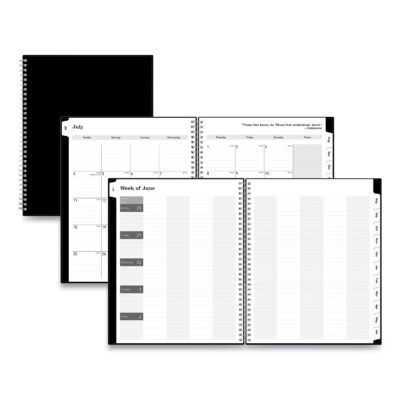 Teacher’s Weekly/Monthly Lesson Planner, One Week per Two-Page Spread (Nine Classes), 11 x 8.5, Black Cover, 2023 to 2024