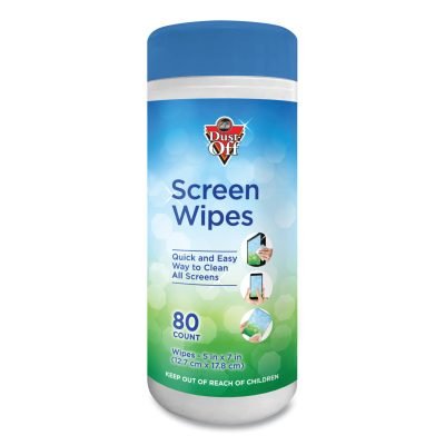 Premoistened Monitor Cleaning Wipes, Cloth, 5 x 7, Citrus, White, 80/Tub