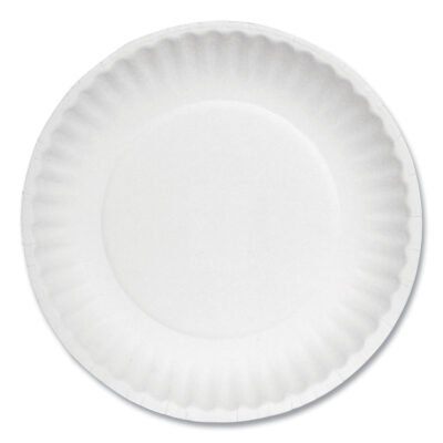 White Paper Plates, 6″ dia, 100/Pack, 10 Packs/Carton