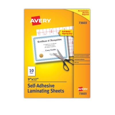 Clear Self-Adhesive Laminating Sheets, 3 mil, 9″ x 12″, Matte Clear, 10/Pack