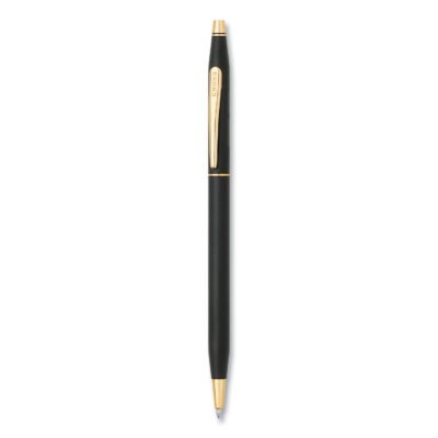 Classic Century Twist-Action Ballpoint Pen, Retractable, Medium 1 mm, Black Ink, Black/Gold Barrel