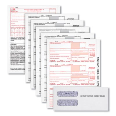 Five-Part 1099-NEC Online Tax Kit, Fiscal Year: 2022, Five-Part Carbonless, 8.5 x 3.5, 3 Forms/Sheet, 24 Forms Total
