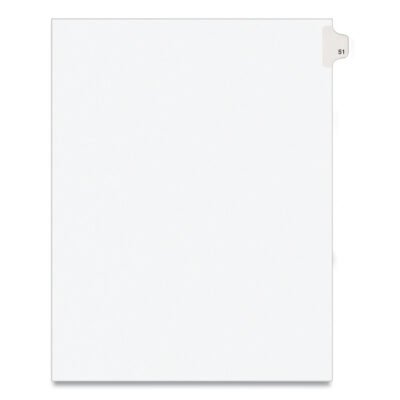 Preprinted Legal Exhibit Side Tab Index Dividers, Avery Style, 10-Tab, 51, 11 x 8.5, White, 25/Pack, (1051)