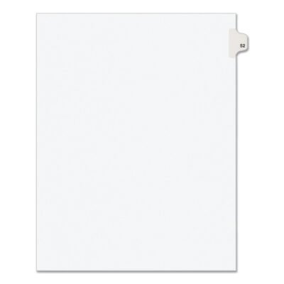 Preprinted Legal Exhibit Side Tab Index Dividers, Avery Style, 10-Tab, 52, 11 x 8.5, White, 25/Pack, (1052)
