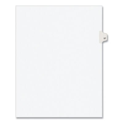 Preprinted Legal Exhibit Side Tab Index Dividers, Avery Style, 10-Tab, 57, 11 x 8.5, White, 25/Pack, (1057)
