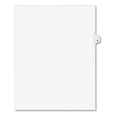Preprinted Legal Exhibit Side Tab Index Dividers, Avery Style, 10-Tab, 83, 11 x 8.5, White, 25/Pack, (1083)