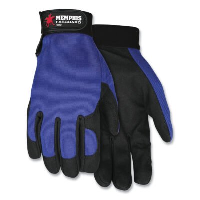 Clarino Synthetic Leather Palm Mechanics Gloves, Blue/Black, Medium