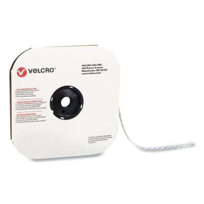 Sticky-Back Fasteners, Loop Side, 0.5″ dia, White, 1,440/Carton