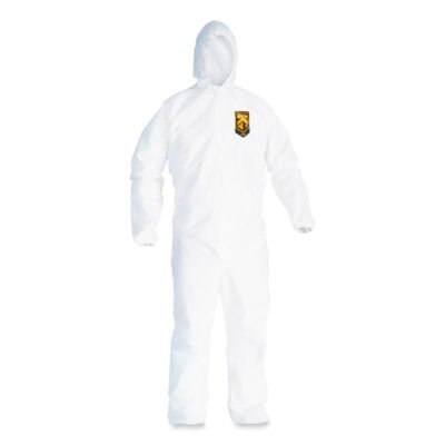 A20 Breathable Particle Protection Coveralls, Elastic Back, Hood, Medium, White, 24/Carton