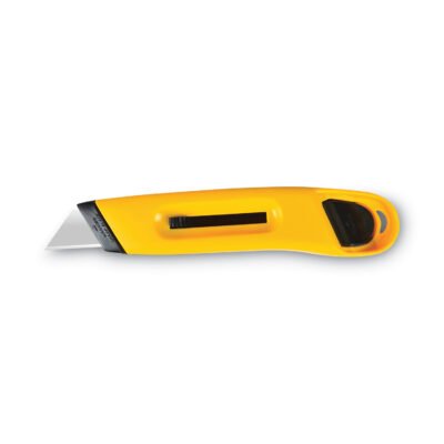 Plastic Utility Knife with Retractable Blade and Snap Closure, 6″ Plastic Handle, Yellow