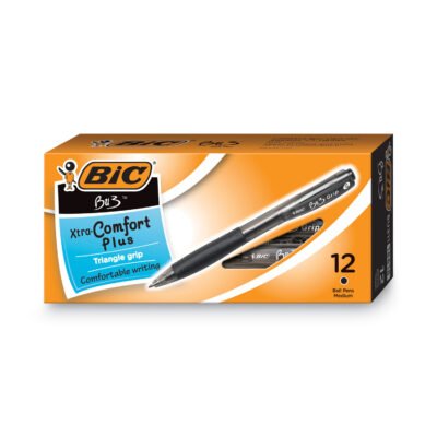 BU3 Ballpoint Pen, Retractable, Bold 1 mm, Black Ink, Black Barrel, Dozen