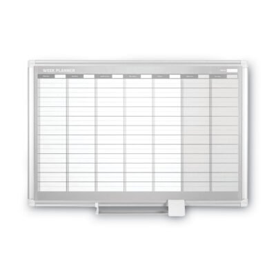 Magnetic Dry Erase Calendar Board, Weekly Calendar, 36 x 24, White Surface, Silver Aluminum Frame