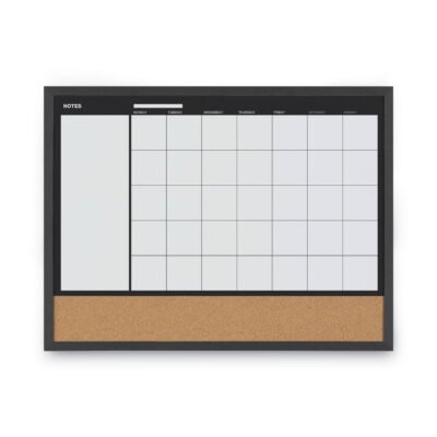 3-In-1 Combo Planner, 24.21 x 17.72, White Surface, Black MDF Frame