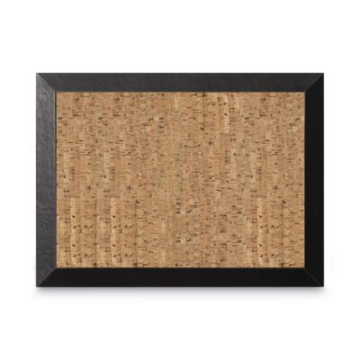 Natural Cork Bulletin Board, 24 x 18, Natural Surface, Black Wood Frame