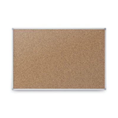 Economy Cork Board with Aluminum Frame, 24 x 18, Natural Surface, Silver Aluminum Frame