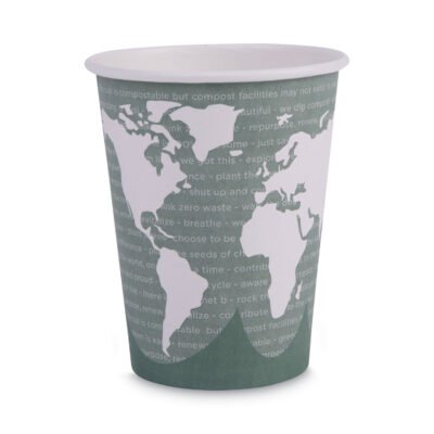 World Art Renewable and Compostable Hot Cups, 12 oz, 50/Pack, 20 Packs/Carton