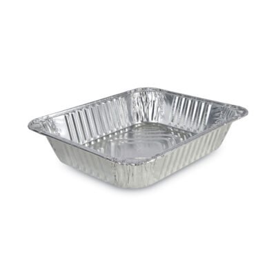 Aluminum Steam Table Pans, Half-Size Deep—128 oz., 2.56″ Deep, 10.38 x 12.75, 100/Carton