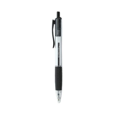 Comfort Grip Ballpoint Pen, Retractable, Medium 1 mm, Black Ink, Clear Barrel, Dozen