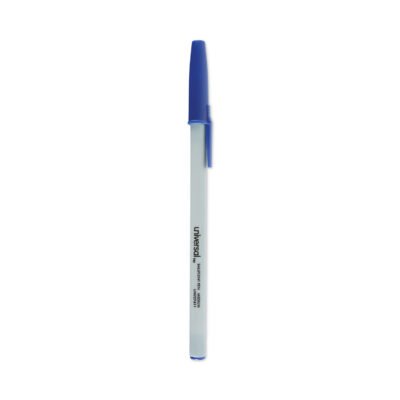 Ballpoint Pen, Stick, Medium 1 mm, Blue Ink, Gray Barrel, Dozen