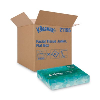 White Facial Tissue Junior Pack, 2-Ply, 40 Sheets/Box, 80 Boxes/Carton