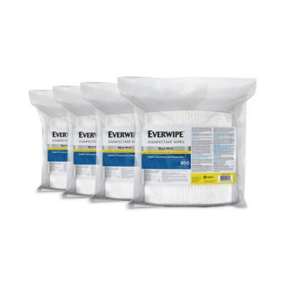 Disinfectant Wipes, 1-Ply, 8 x 6, Lemon, White, 800/Bag, 4 Bags/Carton