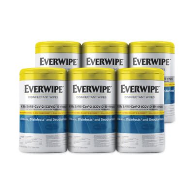 Disinfectant Wipes, 1-Ply, 7 x 7, Lemon, White, 75/Canister, 6 Canisters/Carton