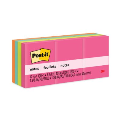 Original Pads in Poptimistic Collection Colors, 1.38″ x 1.88″, 100 Sheets/Pad, 12 Pads/Pack