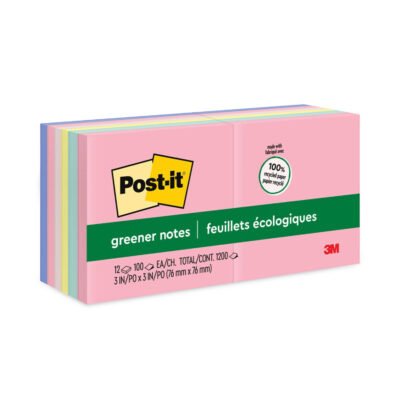 Original Recycled Note Pads, 3″ x 3″, Sweet Sprinkles Collection Colors, 100 Sheets/Pad, 12 Pads/Pack