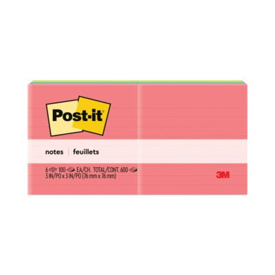 Original Pads in Poptimistic Collection Colors, Note Ruled, 3″ x 3″, 100 Sheets/Pad, 6 Pads/Pack