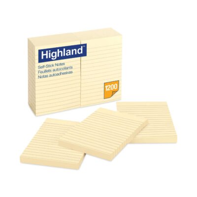 Self-Stick Notes, Note Ruled, 4″ x 6″, Yellow, 100 Sheets/Pad, 12 Pads/Pack