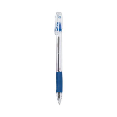 EasyTouch Ballpoint Pen, Stick, Fine 0.7 mm, Blue Ink, Clear Barrel, Dozen