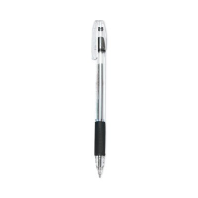 EasyTouch Ballpoint Pen, Stick, Medium 1 mm, Black Ink, Clear Barrel, Dozen