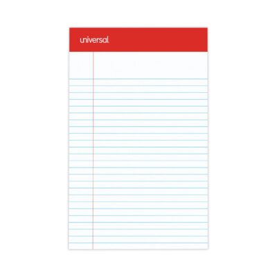 Perforated Ruled Writing Pads, Narrow Rule, Red Headband, 50 White 5 x 8 Sheets, Dozen